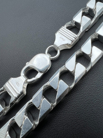Italiano Silver, Inc Real Solid 925 Sterling Silver SQUARE Miami Cuban Chain Necklace / Bracelet Curb