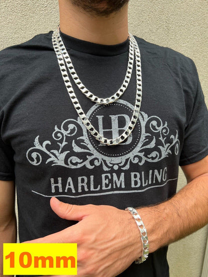 Italiano Silver, Inc Real Solid 925 Sterling Silver SQUARE Miami Cuban Chain Necklace / Bracelet Curb