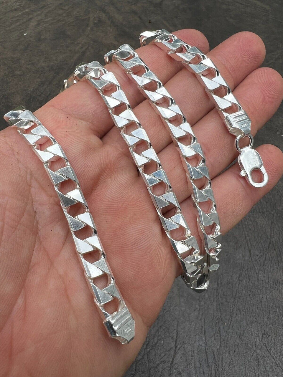 Italiano Silver, Inc Real Solid 925 Sterling Silver SQUARE Miami Cuban Chain Necklace / Bracelet Curb