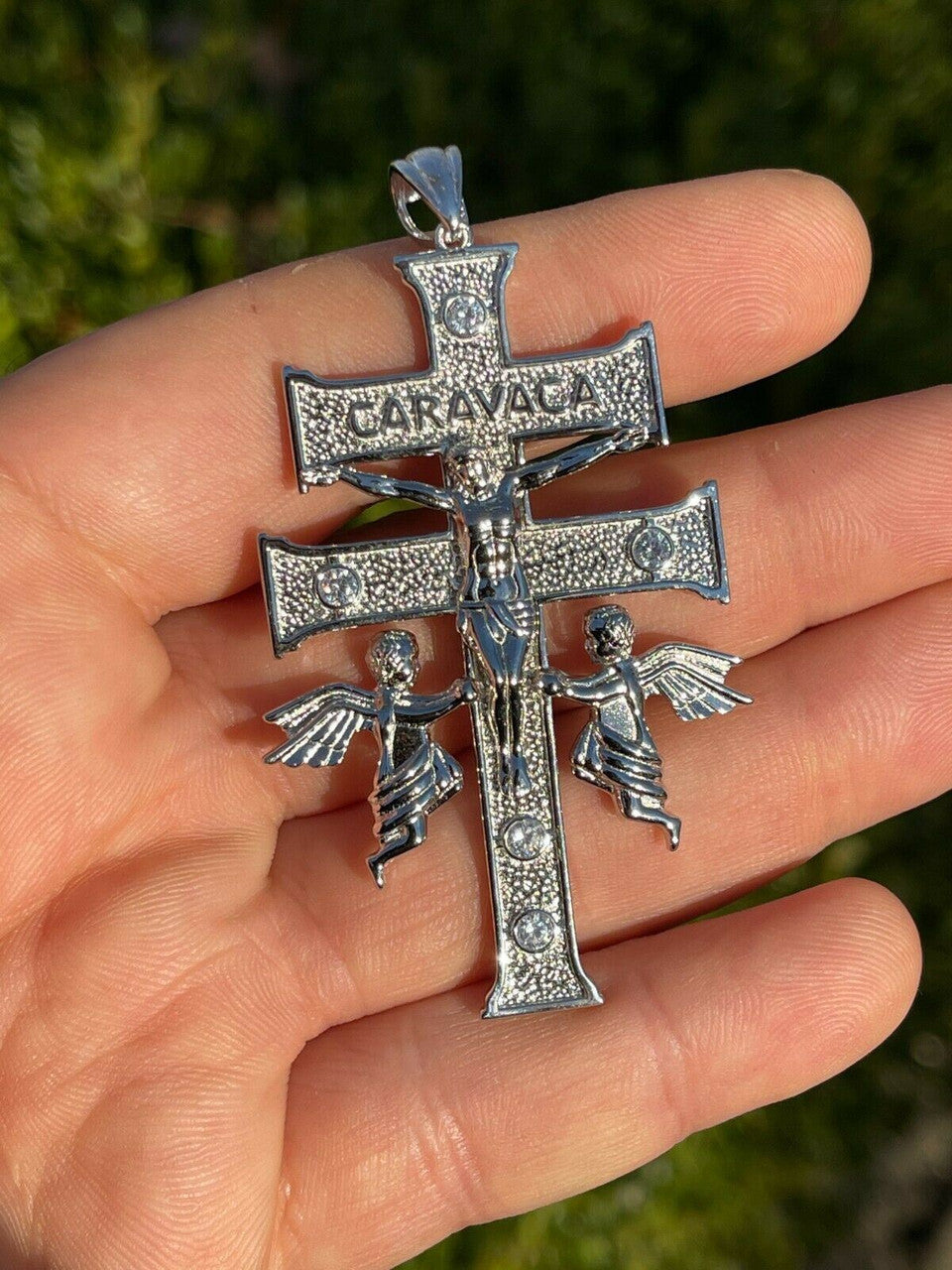 Italiano Silver, Inc Real Solid Sterling 925 Silver Caravaca Cross Double Crucifix Mens LARGE 2.5