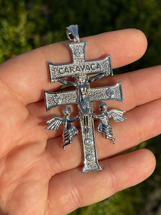 Italiano Silver, Inc Real Solid Sterling 925 Silver Caravaca Cross Double Crucifix Mens LARGE 2.5