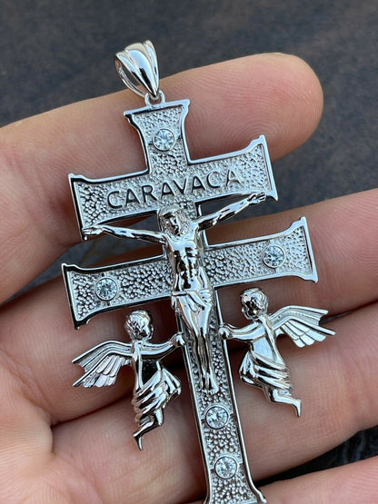 Italiano Silver, Inc Real Solid Sterling 925 Silver Caravaca Cross Double Crucifix Mens LARGE 2.5
