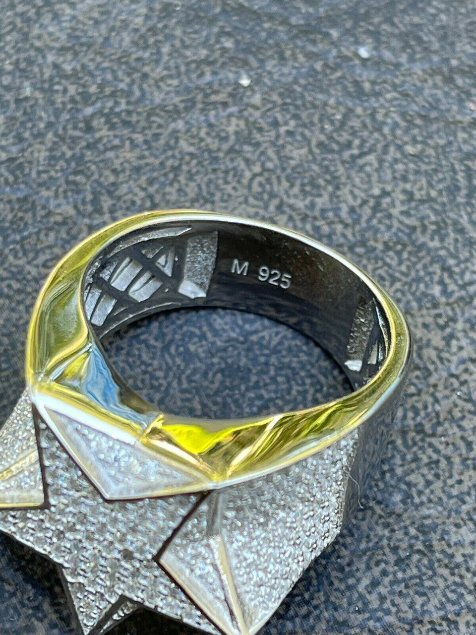 Italiano Silver, Inc Solid 925 Silver Iced Hip Hop Out STAR Pinky RING MOISSANITE Pass Diamond Tester