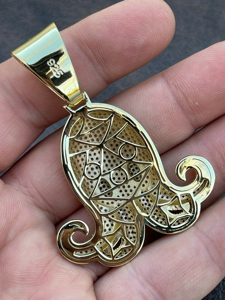 Italiano Silver, Inc Solid 925 Sterling Silver 14K Gold Octopus Emoji Pendant Diamond Hip Hop Iced