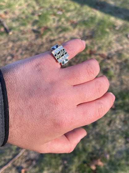 Italiano Silver, Inc Solid 925 Sterling Silver Dollar Sign dollar Diamond Bling Money Ring Iced Hip Hop