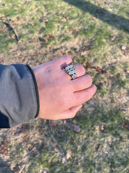 Italiano Silver, Inc Solid 925 Sterling Silver Dollar Sign dollar Diamond Bling Money Ring Iced Hip Hop