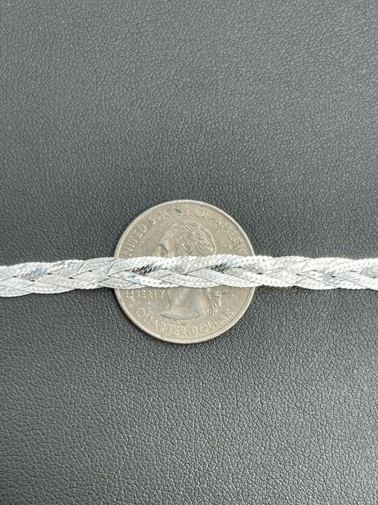 Italiano Silver, Inc Solid 925 Sterling Silver Ladies 6mm Twisted Braided Herringbone Bracelet ITALY