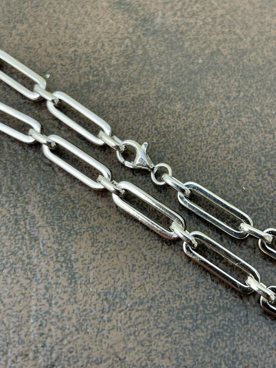 Ladies Solid 925 Sterling Silver Paperclip Chain Iced CZ 14 16 18 20 22 24