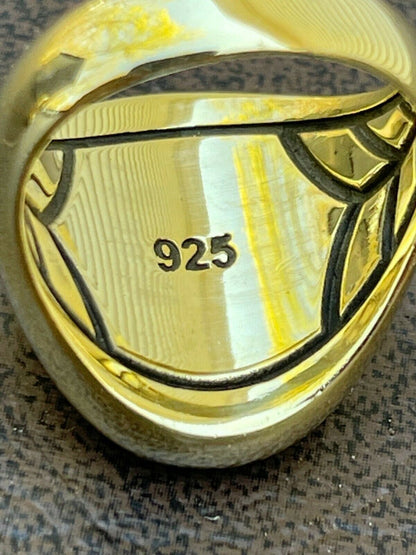 Large Mens Real 925 Sterling Silver and 14k Gold Iced Black Diamond Ring Size 7-13