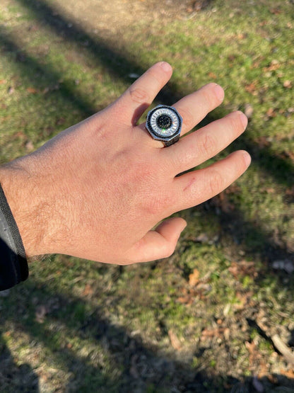 Large Solid Real 925 Sterling Silver Black Diamond Baguette Pinky Ring Hip Hop