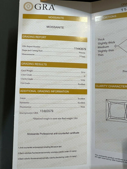 Loose Square Princess Moissanite Real Stone W GRA Certificate 1.5-10mm Diamond