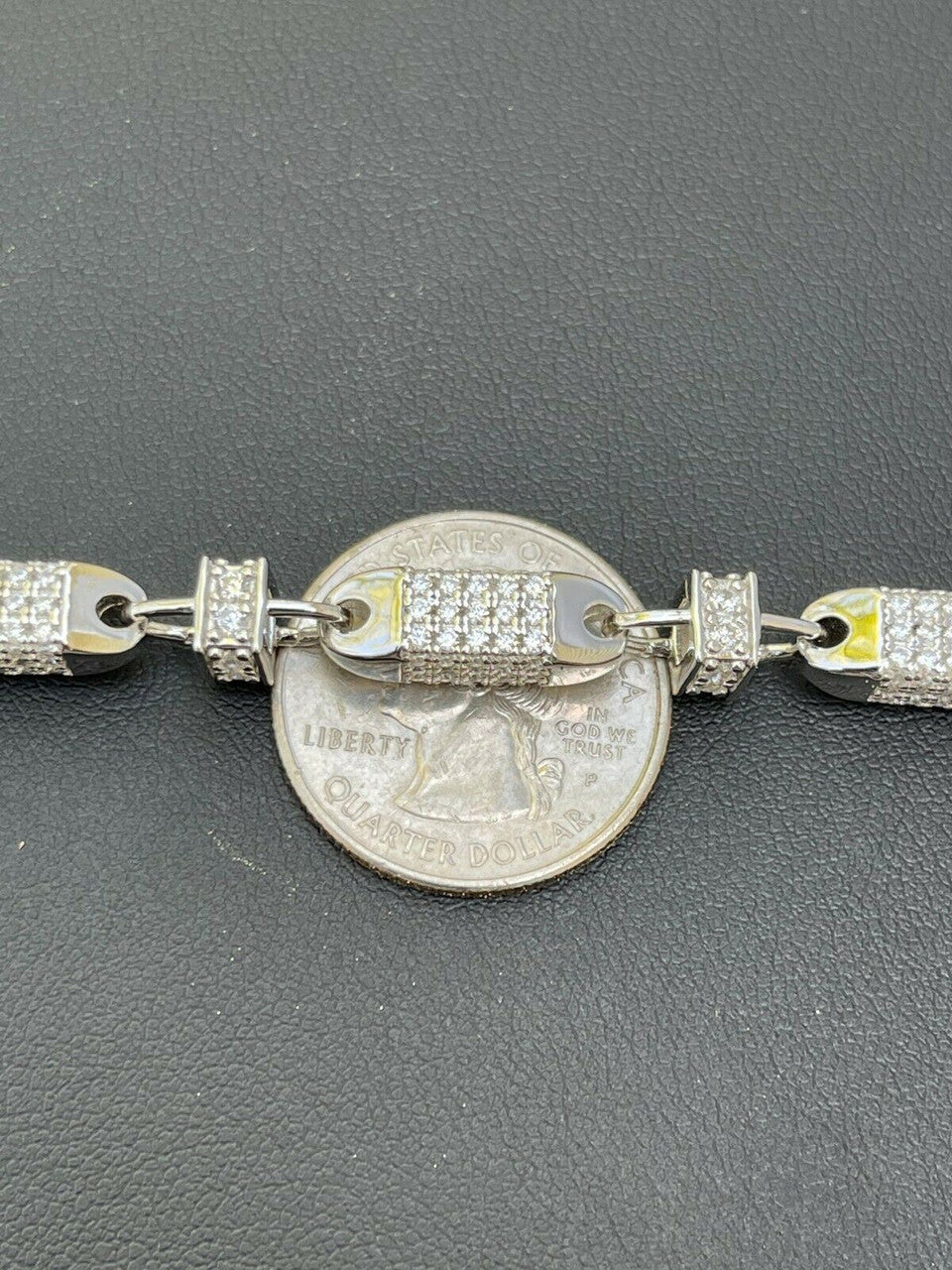 Men Bullet Chain Real Solid 925 Silver Iced Flooded Out Diamond Hip Hop Necklace