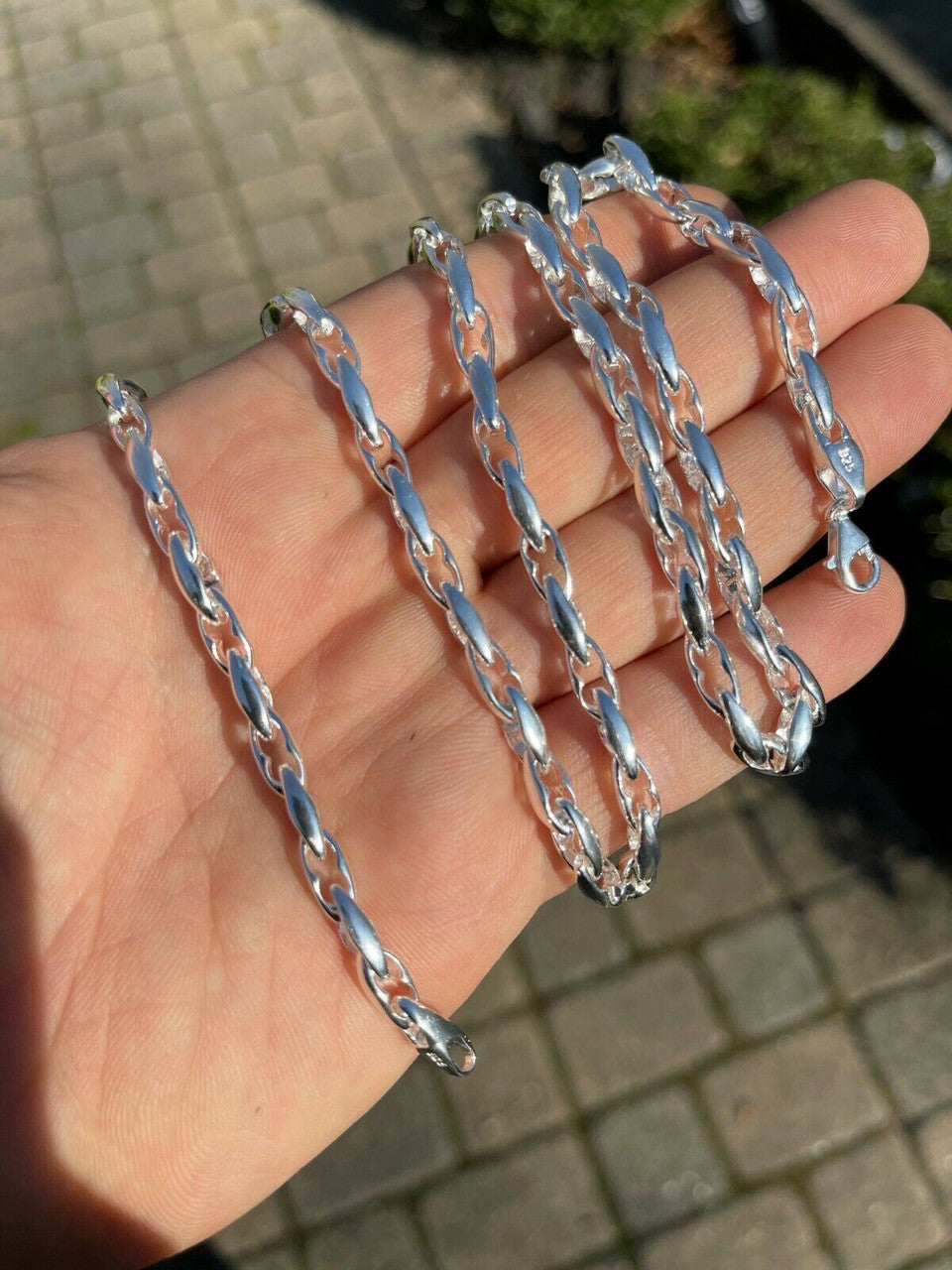 Mens 925 Sterling Silver 5mm Custom Anchor Rolo Link Chain Necklace Or Bracelet