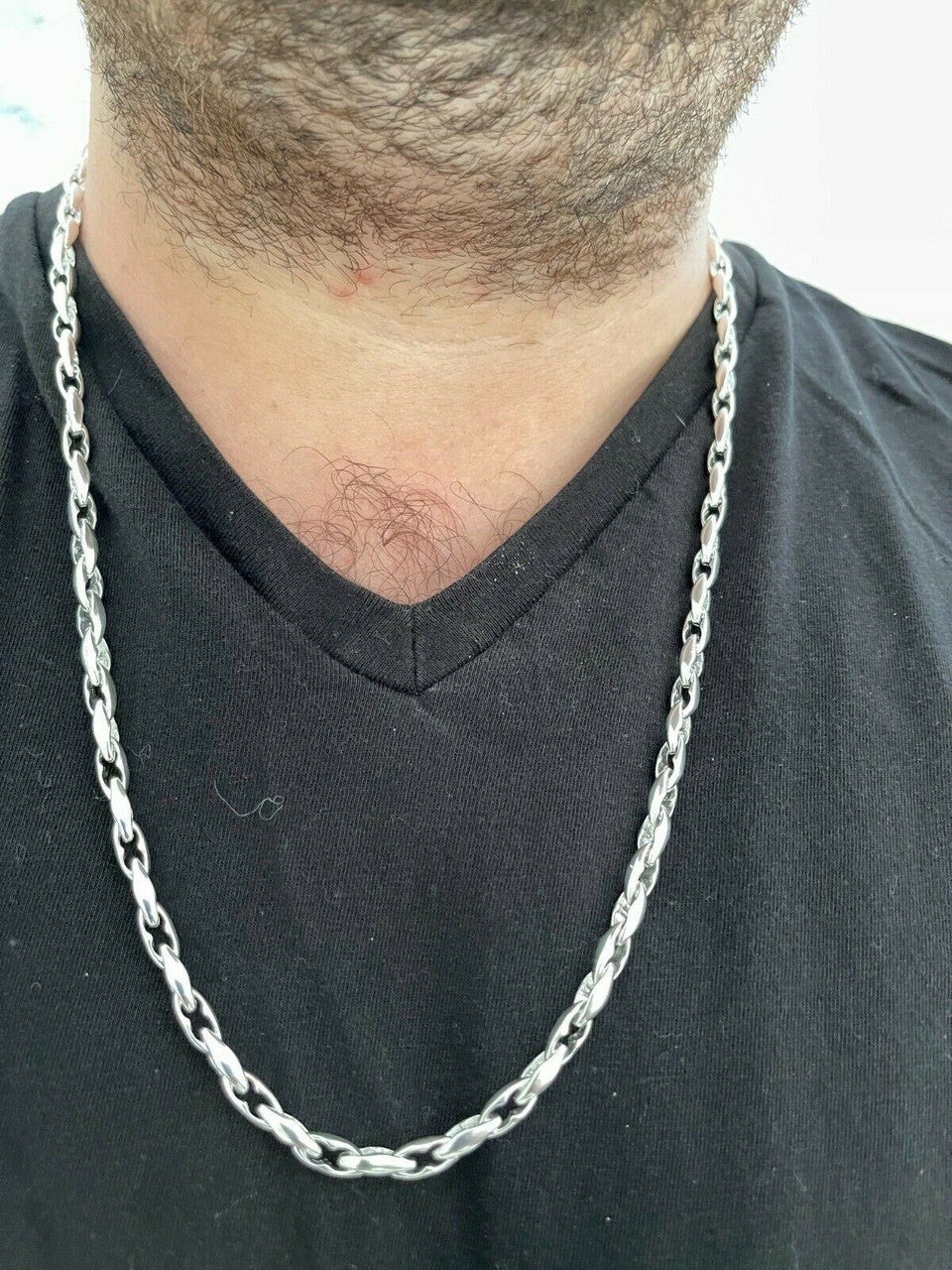 Mens 925 Sterling Silver 5mm Custom Anchor Rolo Link Chain Necklace Or Bracelet