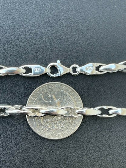 Mens 925 Sterling Silver 5mm Custom Anchor Rolo Link Chain Necklace Or Bracelet