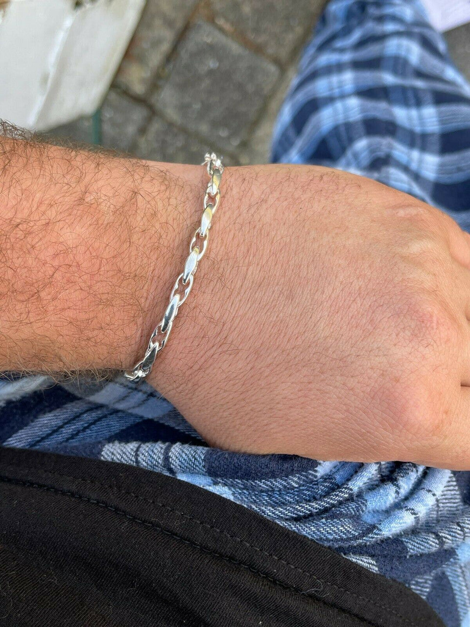 Mens 925 Sterling Silver 5mm Custom Anchor Rolo Link Chain Necklace Or Bracelet