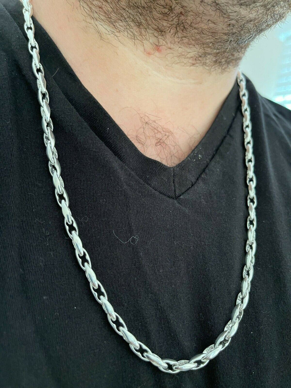 Mens 925 Sterling Silver 5mm Custom Anchor Rolo Link Chain Necklace Or Bracelet