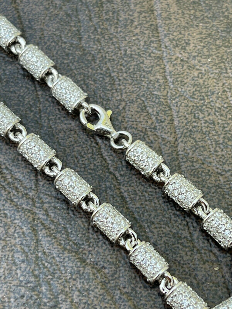 Mens Barrel Tennis Bracelet Solid 925 Sterling Silver Iced Flooded Out Hip Hop