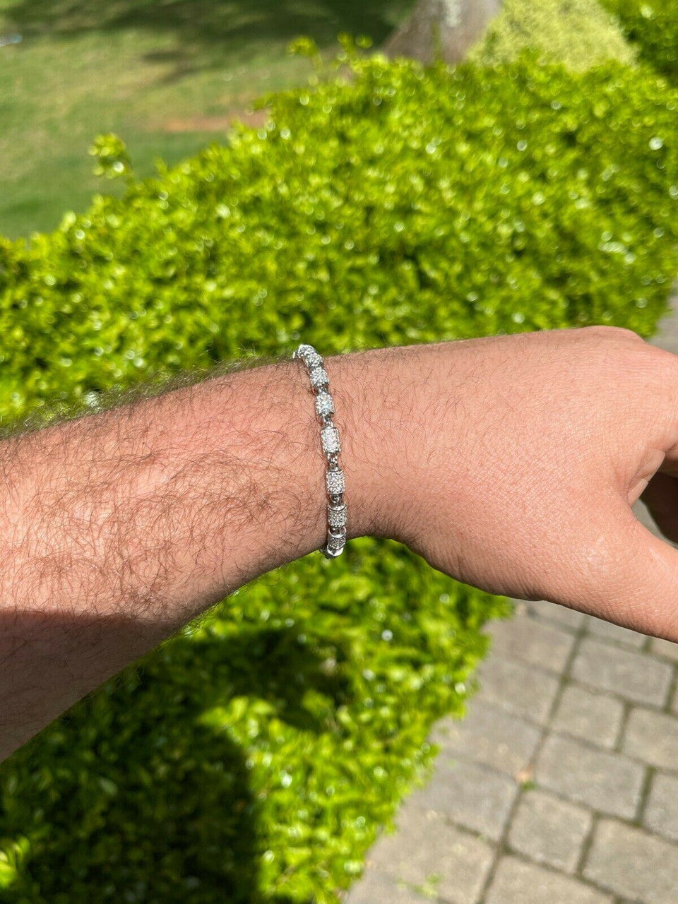 Mens Barrel Tennis Bracelet Solid 925 Sterling Silver Iced Flooded Out Hip Hop