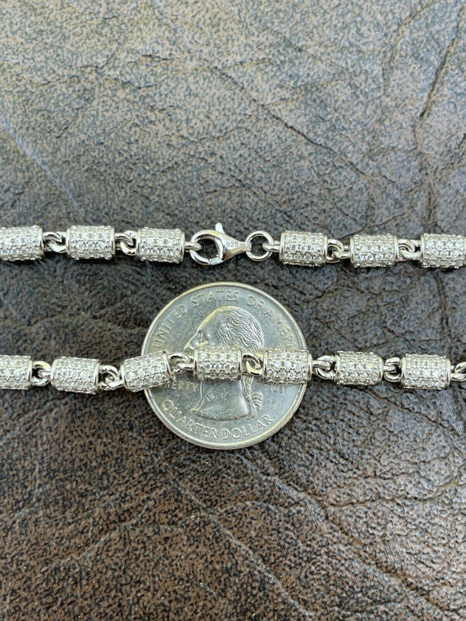 Mens Barrel Tennis Bracelet Solid 925 Sterling Silver Iced Flooded Out Hip Hop