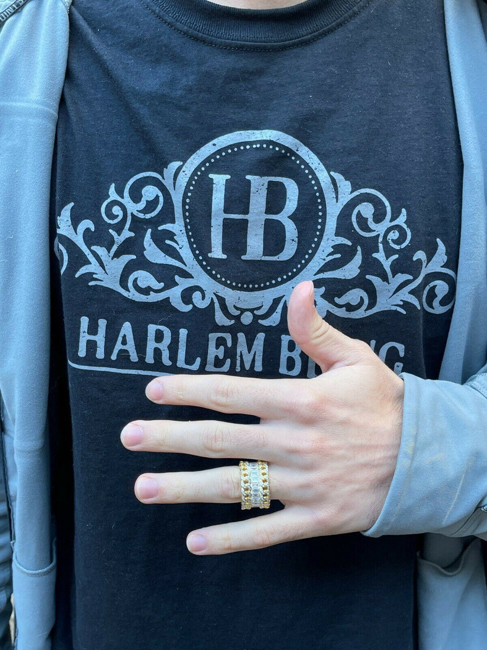 Mens Miami Cuban RING 14k Gold Vermeil 925 Silver Iced Baguette Diamond Hip Hop