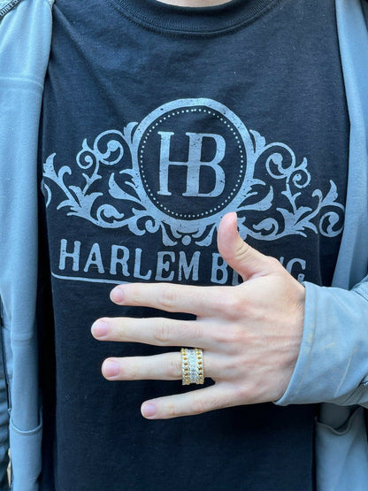 Mens Miami Cuban RING 14k Gold Vermeil 925 Silver Iced Baguette Diamond Hip Hop