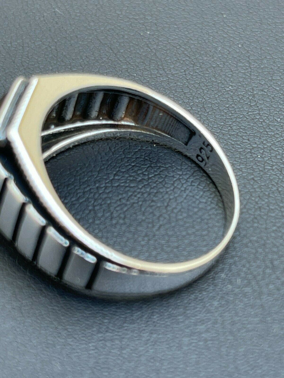 Mens Plain Real 925 Sterling Silver Blue Sapphire Stone Ring Size 7 8 9 10 11 12