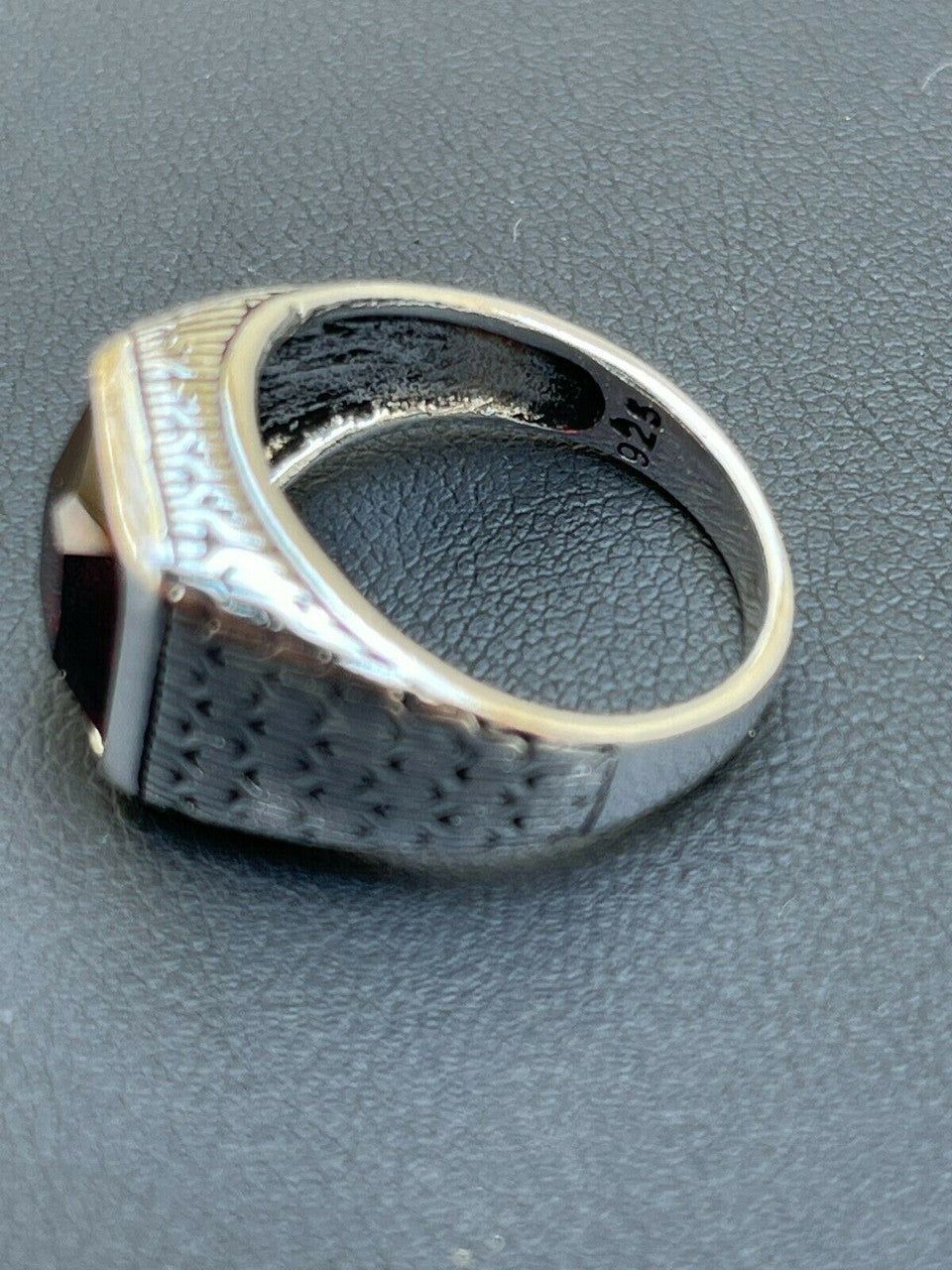 Mens Plain Real 925 Sterling Silver Ruby Red Stone Ring Size 7 8 9 10 11 12 13