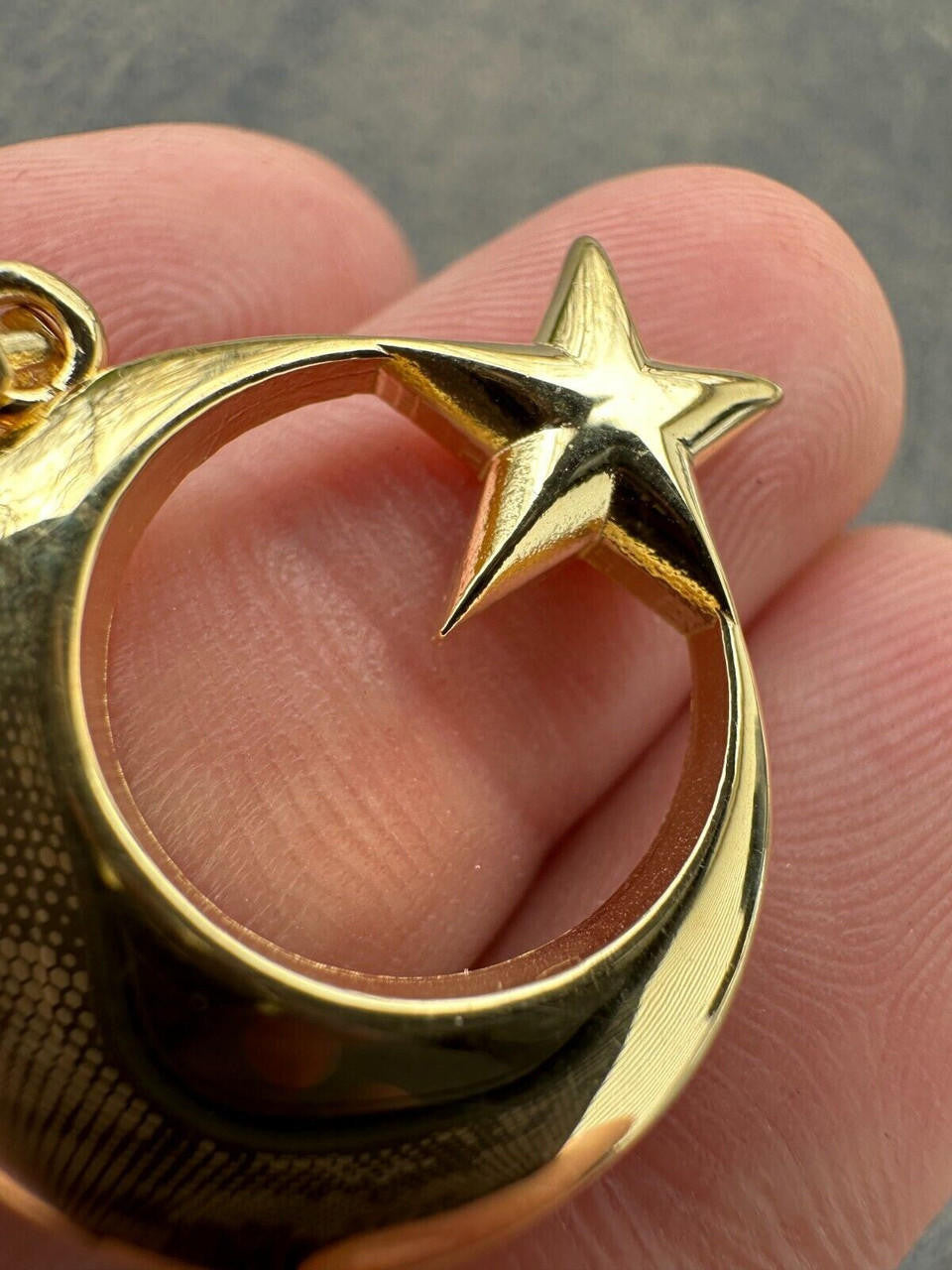 Mens Real 925 Silver / 14k Gold Crescent Moon & Star Islam Muslim Arabic Pendant