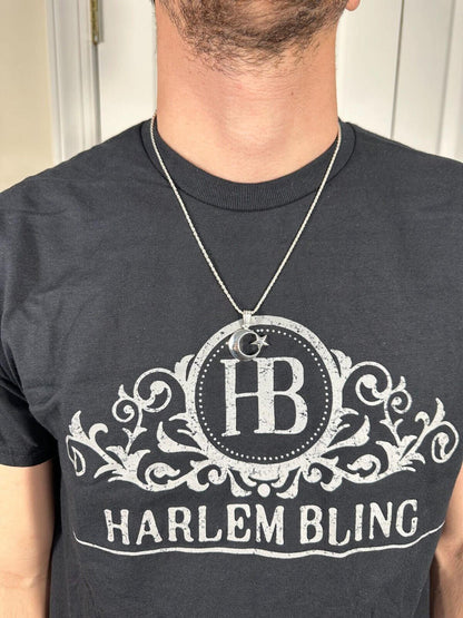 Mens Real 925 Silver / 14k Gold Crescent Moon & Star Islam Muslim Arabic Pendant