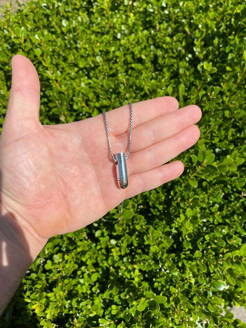 Mens Real 925 Sterling Silver and 14k Gold Bullet Pendant Necklace Chain 9mm Gun