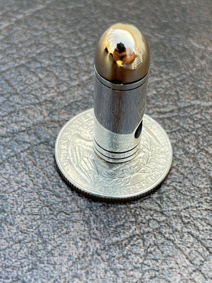 Mens Real 925 Sterling Silver and 14k Gold Bullet Pendant Necklace Chain 9mm Gun