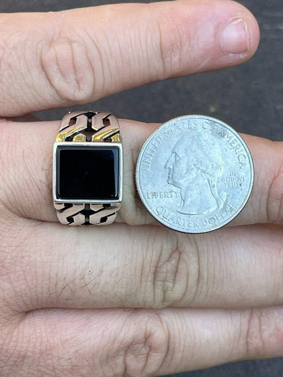 Mens Real Solid 925 Sterling Silver Black Onyx Gem Stone Ring 7-13 Pinky Signet