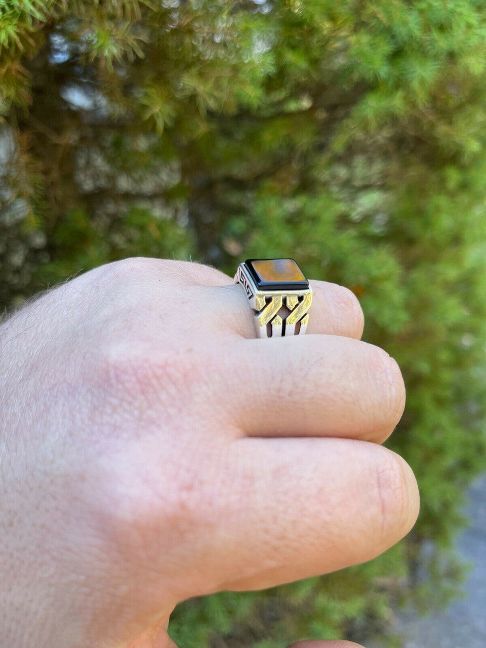 Mens Real Solid 925 Sterling Silver Black Onyx Gem Stone Ring 7-13 Pinky Signet