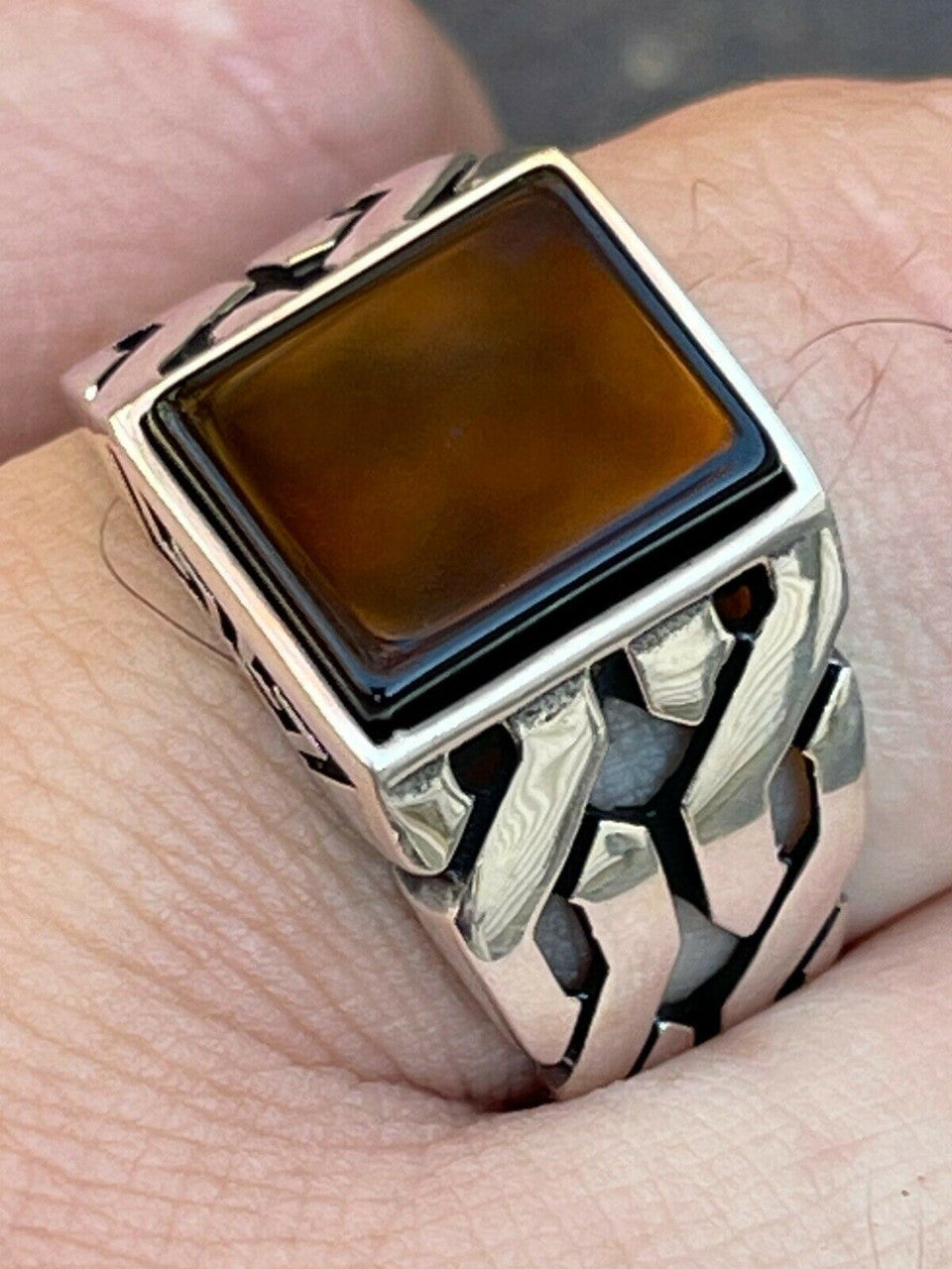 Mens Real Solid 925 Sterling Silver Black Onyx Gem Stone Ring 7-13 Pinky Signet