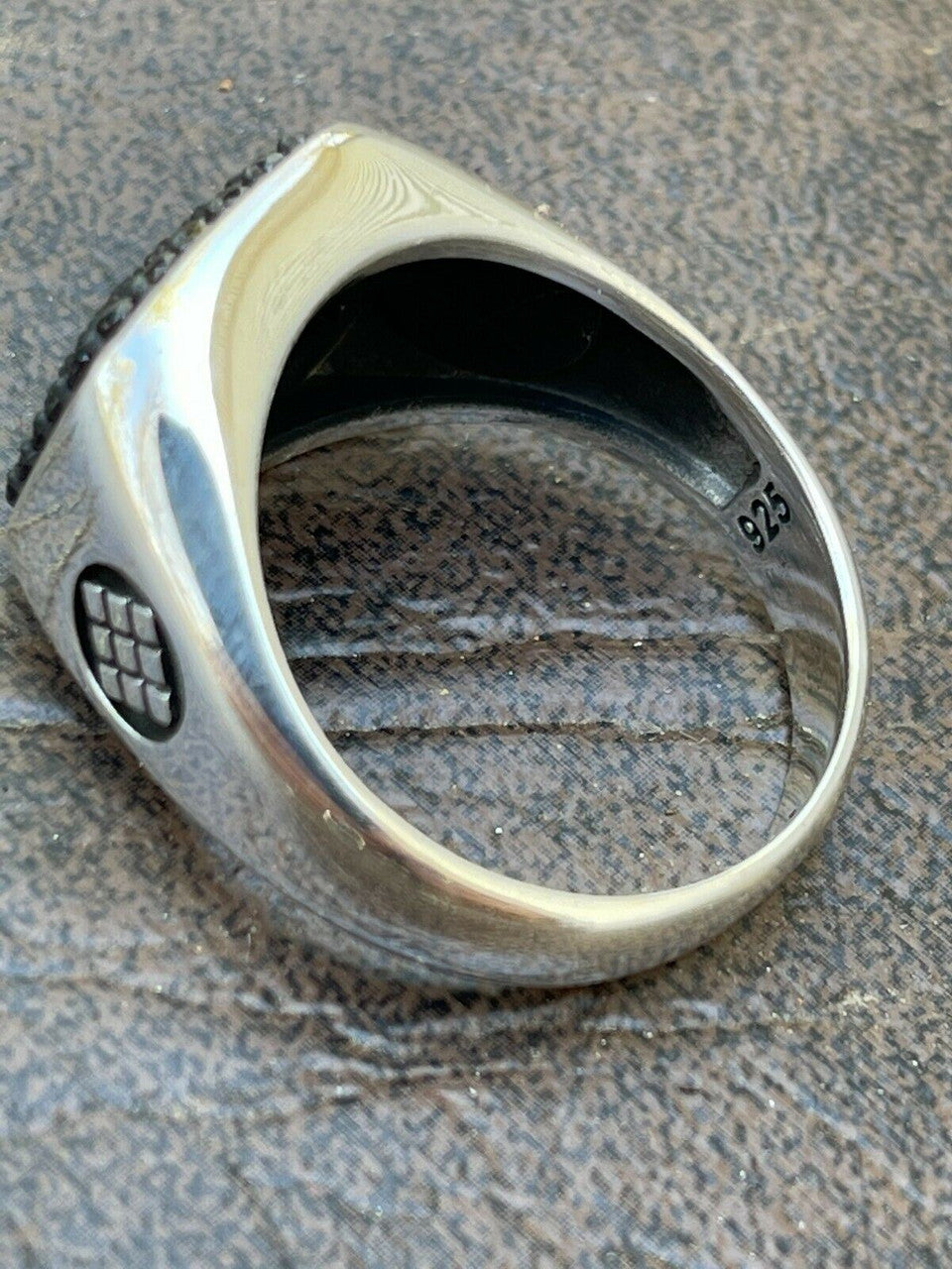 Mens Real Solid 925 Sterling Silver Ring Iced Black Diamond Size 7 8 9 10 11 12