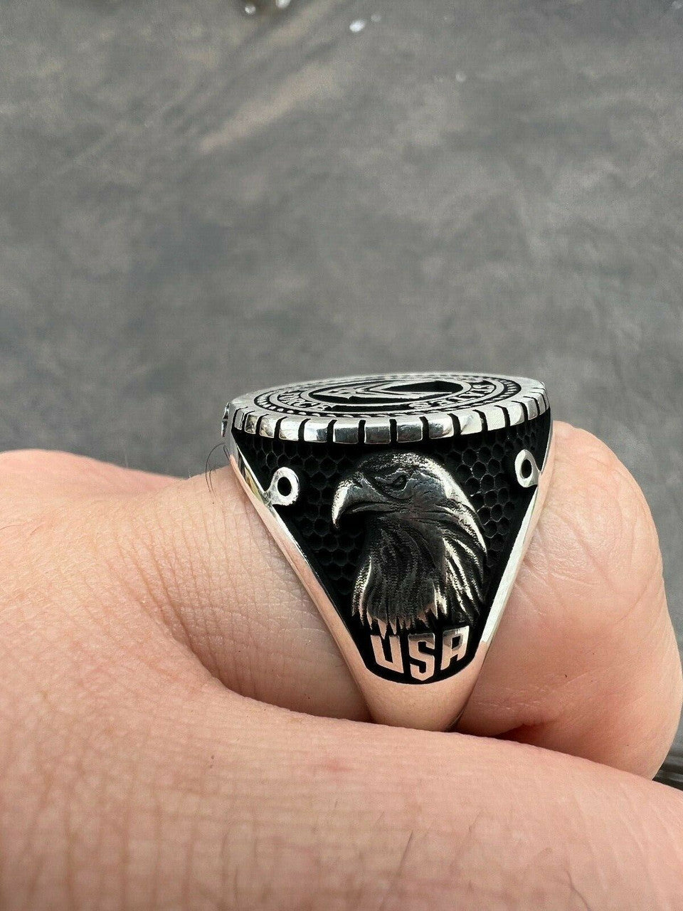 Mens Real Solid 925 Sterling Silver US Air Force Military Army