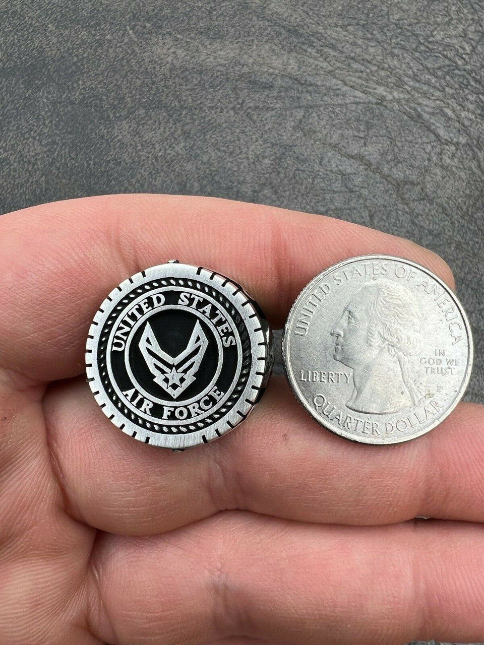 Mens Real Solid 925 Sterling Silver US Air Force Military Army