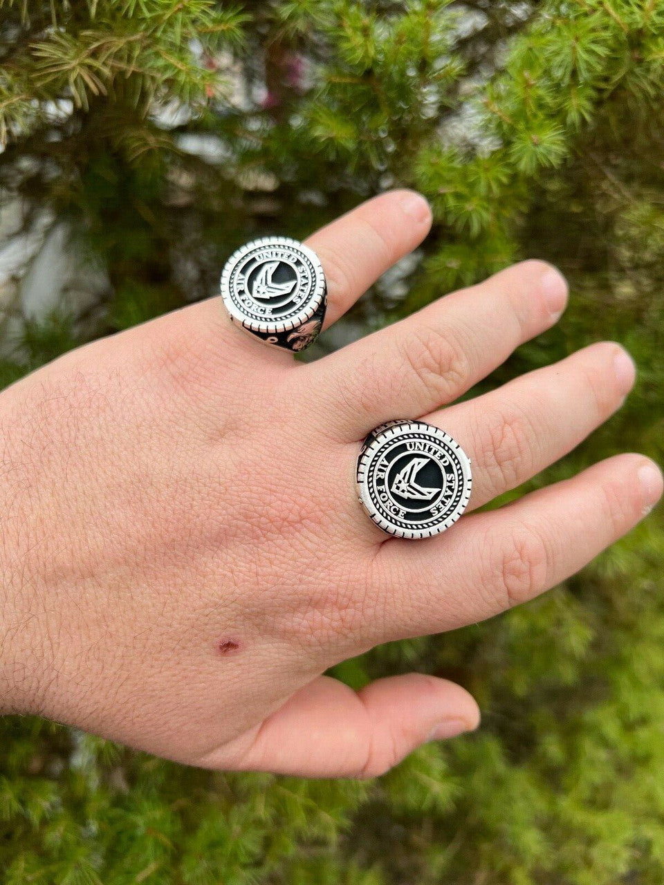 Mens Real Solid 925 Sterling Silver US Air Force Military Army Mens Real Solid 925 Sterling Silver US Air Force Military Army
