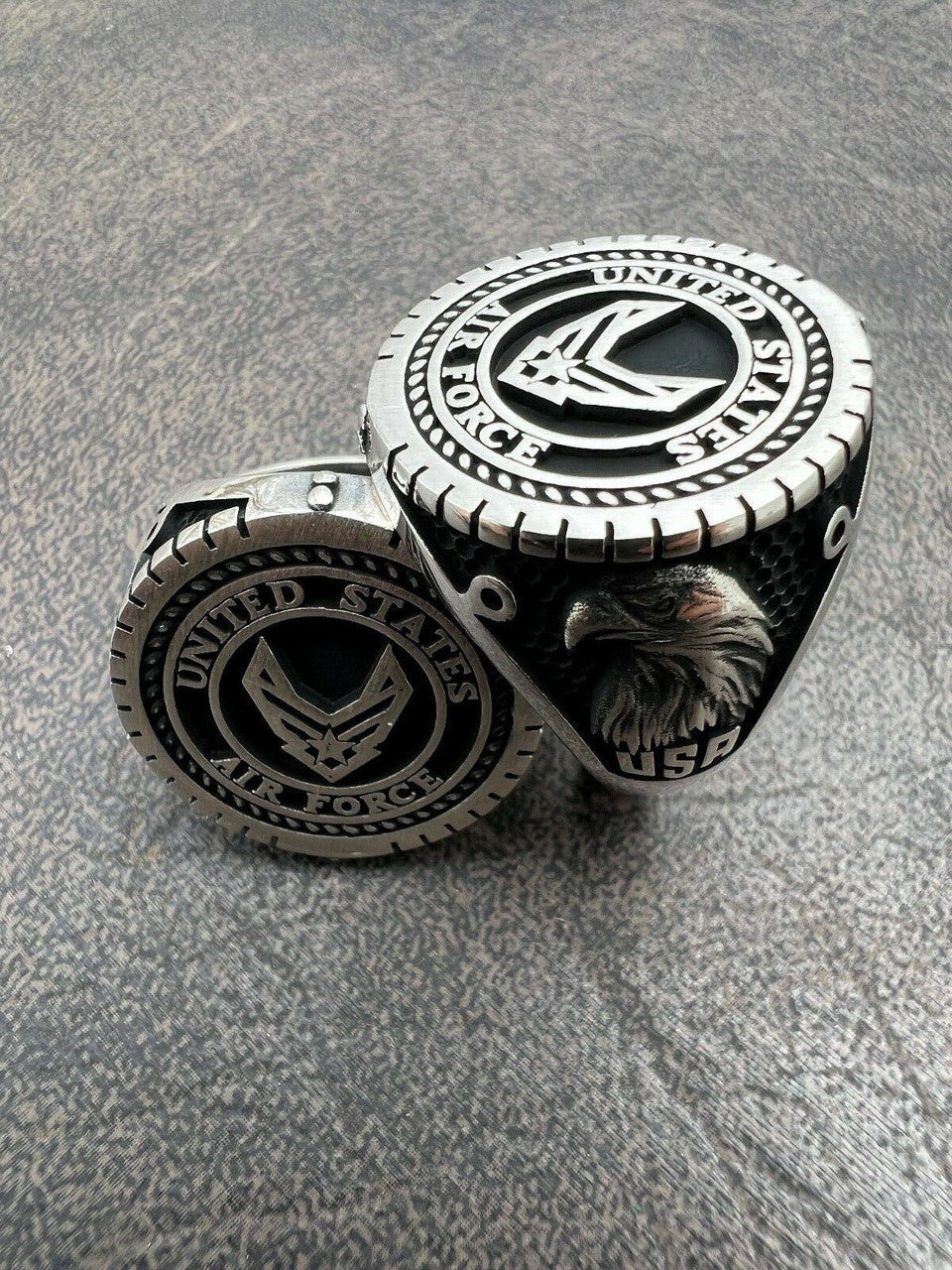 Mens Real Solid 925 Sterling Silver US Air Force Military Army