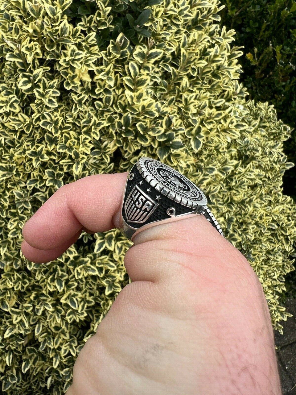 Mens Real Solid 925 Sterling Silver US Navy Military Sailor Army