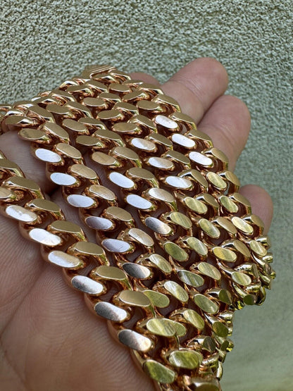 Miami Cuban Link Chain Necklace Lobster Clasp - 14k Rose Gold Vermeil 925 Sterling Silver - 16"-30" - 2mm-12mm