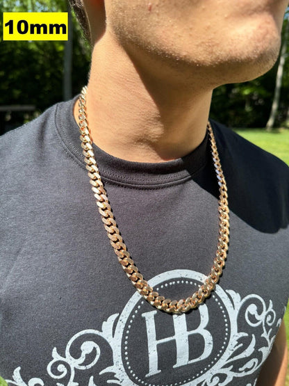 Miami Cuban Link Chain Necklace Lobster Clasp - 14k Rose Gold Vermeil 925 Sterling Silver - 16"-30" - 2mm-12mm
