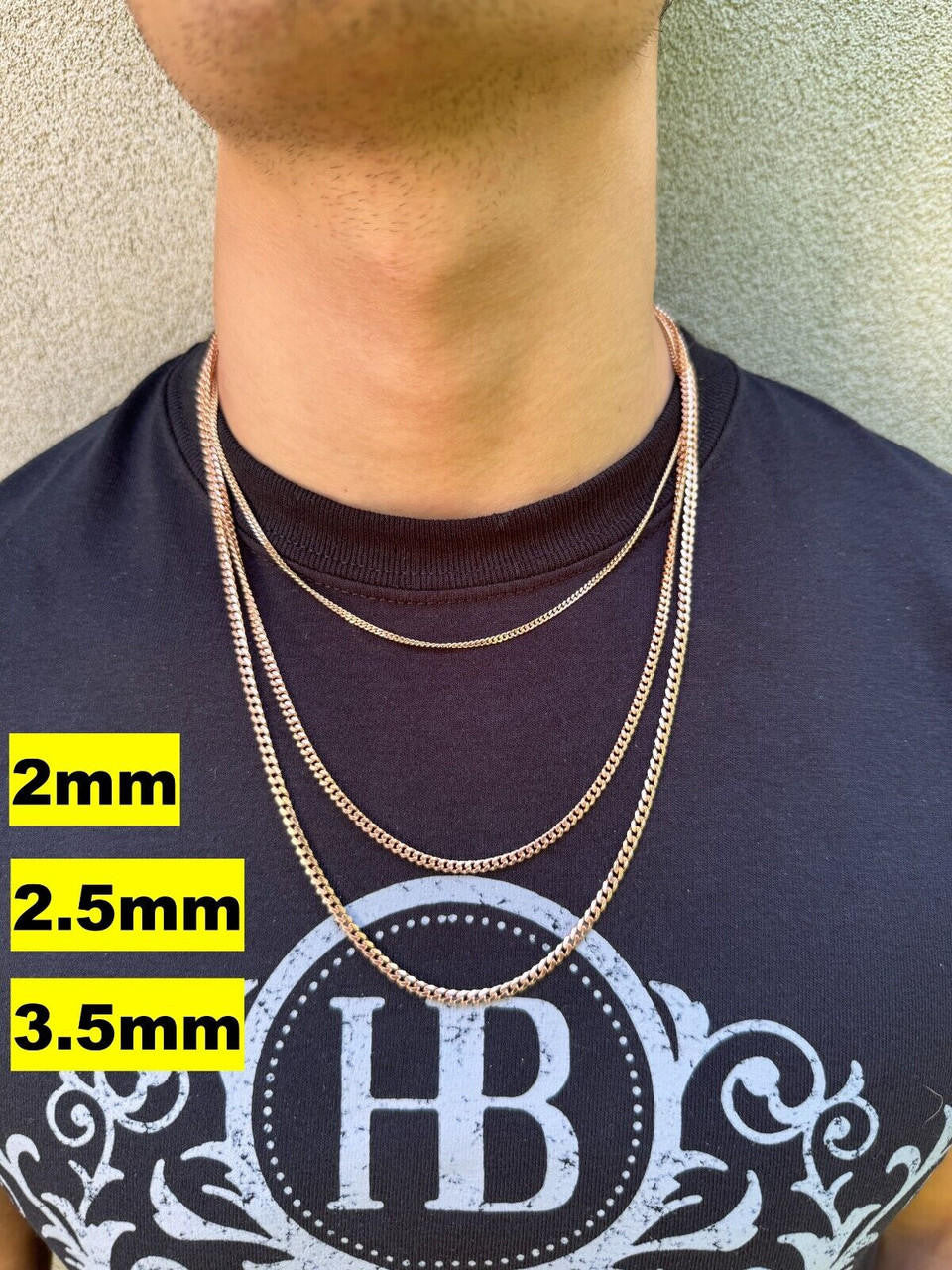 Miami Cuban Link Chain Necklace Lobster Clasp - 14k Rose Gold