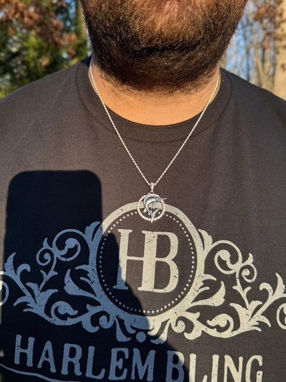 MOISSANITE 925 Silver / Gold Iced Swordfish Fishing Pendant Marlin Fish Necklace