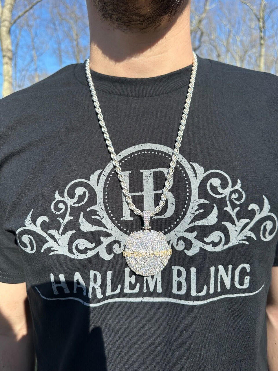 MOISSANITE 925 Silver/Gold Plated Iced World Is Mine Globe Map Pendant Necklace