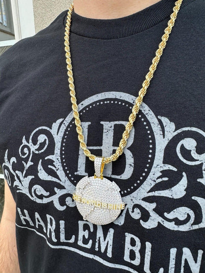 MOISSANITE 925 Silver/Gold Plated Iced World Is Mine Globe Map Pendant Necklace