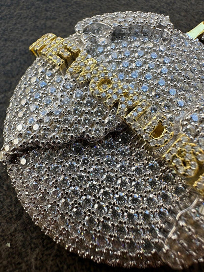 MOISSANITE 925 Silver/Gold Plated Iced World Is Mine Globe Map Pendant Necklace