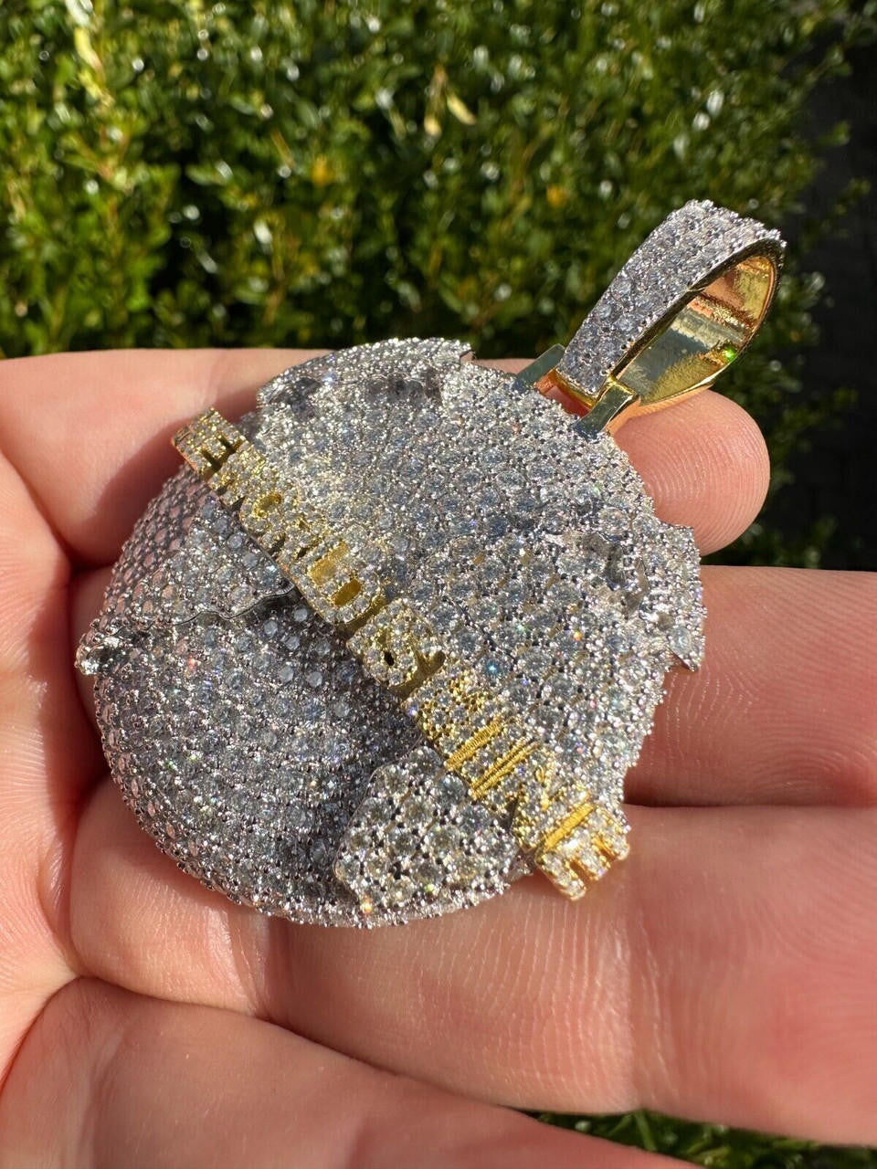 MOISSANITE 925 Silver/Gold Plated Iced World Is Mine Globe Map Pendant Necklace