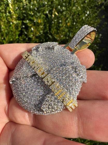 MOISSANITE 925 Silver/Gold Plated Iced World Is Mine Globe Map Pendant Necklace